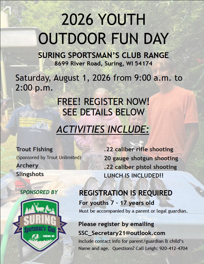 2026 Suring Sportsman's Club Youth Outdoor Fun Day