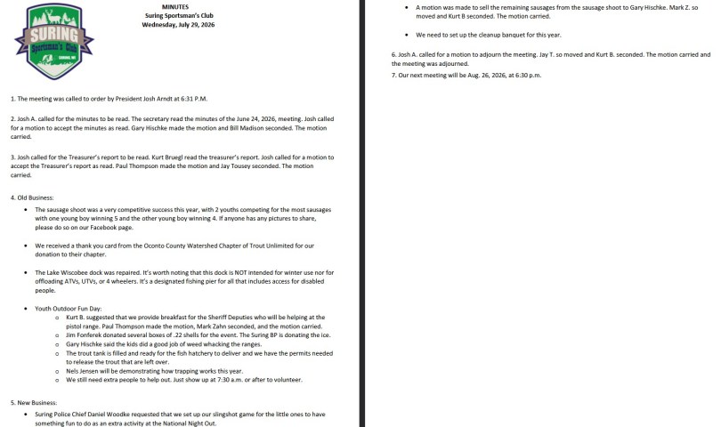 amended July 2026 meeting minutes